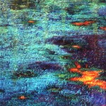 259 - 95 x 95 - "Wenn Grün in Blau ertrinkt" - Farb-, Materialcollage - 2002
